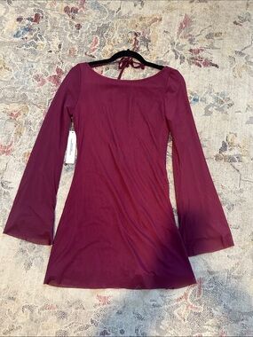 NWT Princess Polly Lukea Long Sleeve Mini Dress in Mauve US 4